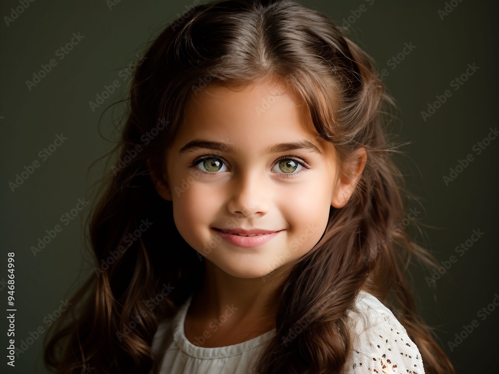 Clouse up portrait of attractive smiling girl with long brown heir Clouse up portrait of attractive smiling girl with long brown heir