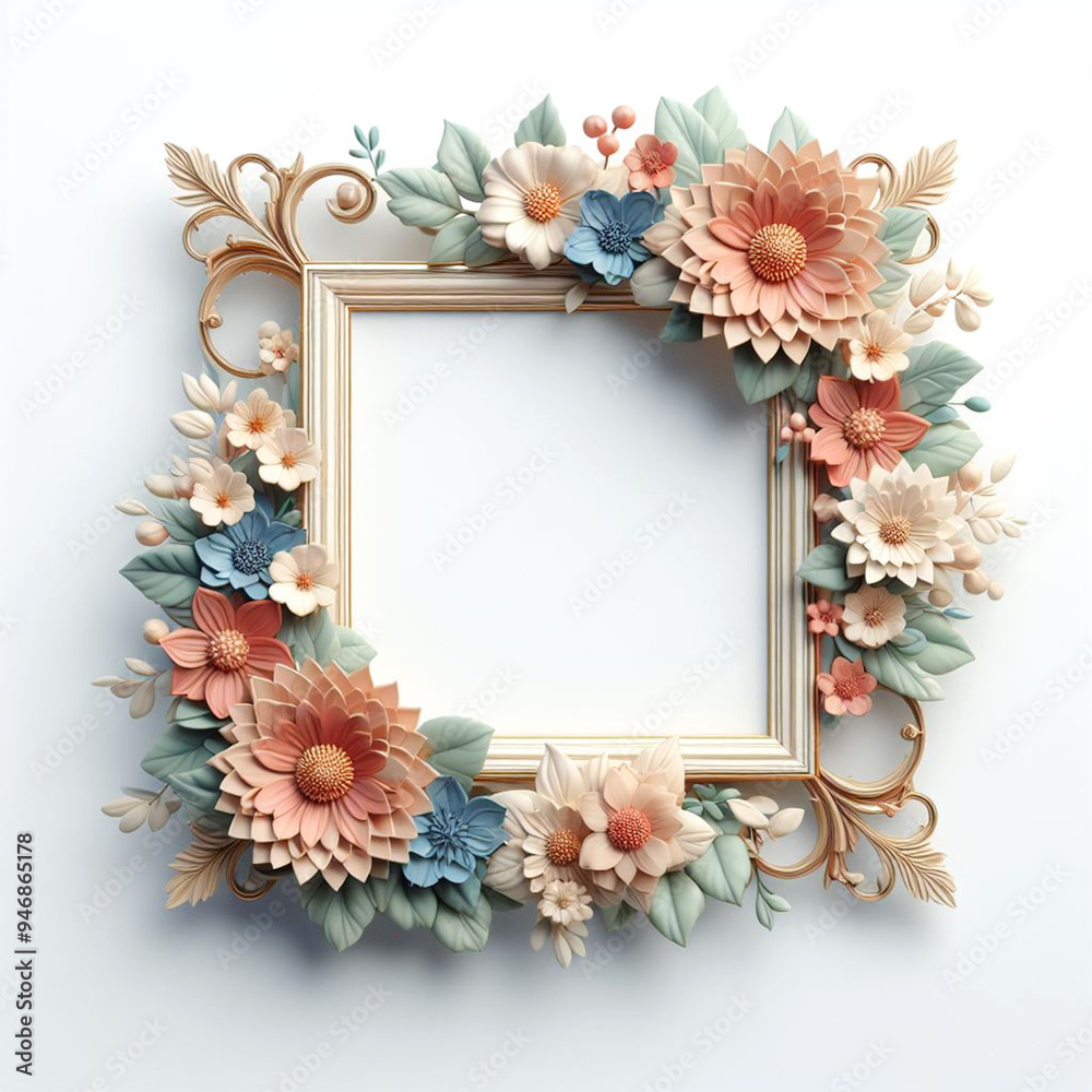 flower frame for avatar, frame with flowers, Wedding rectangular frame inside white with flowers around a white background flower frame for avatar, frame with flowers, Wedding rectangular frame inside white with flowers around a white background