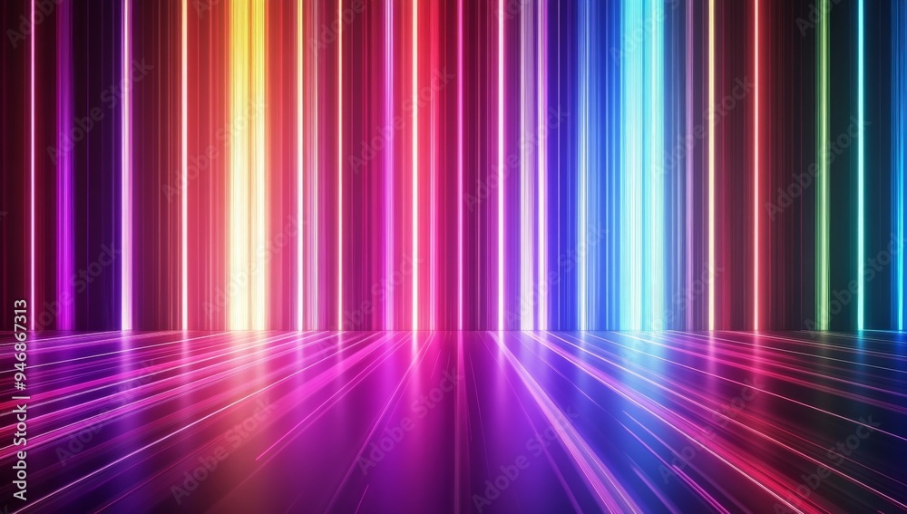 Abstract Digital Wallpaper with Colorful Light Streaks and Vertical Stripes of Multicolored Lights Glowing in Motion on Dark Backdrop, Ideal for Dance Party or Event Decoration, 8K Vector Illustration Abstract Digital Wallpaper with Colorful Light Streaks and Vertical Stripes of Multicolored Lights Glowing in Motion on Dark Backdrop, Ideal for Dance Party or Event Decoration, 8K Vector Illustration