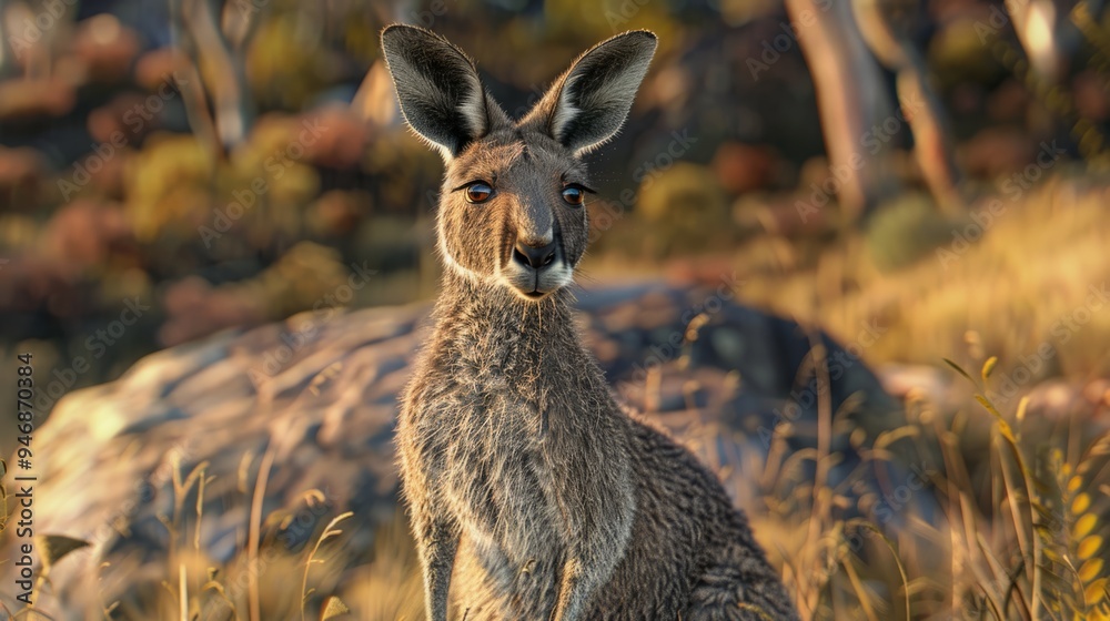 Kangaroo closeup with natural landscape generative ai Kangaroo closeup with natural landscape generative ai