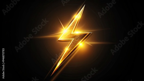 A stylized, golden lightning bolt icon set against a dark background, symbolizing energy, strength, and empowerment, perfect for power-themed designs and digital applications. photo