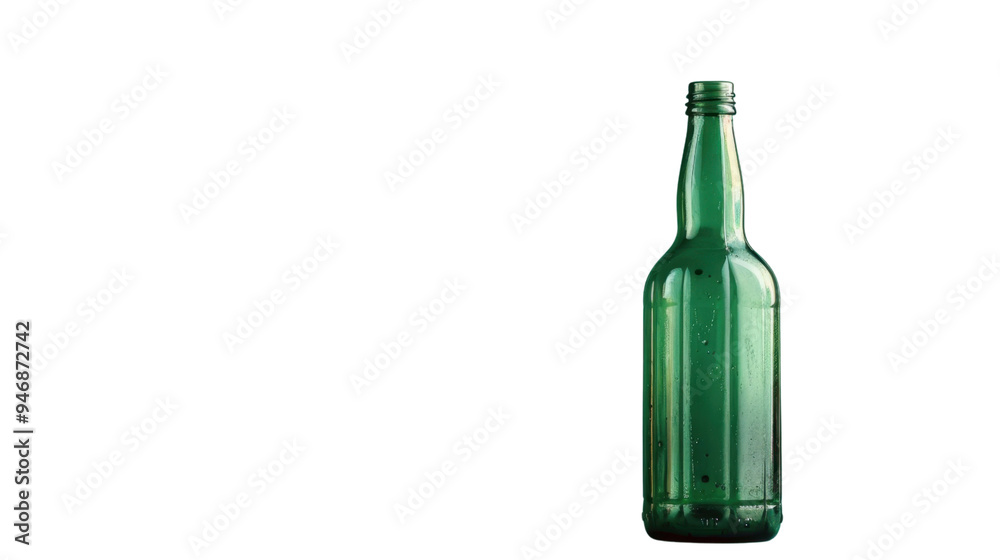 Empty glass bottle green isolated on white background