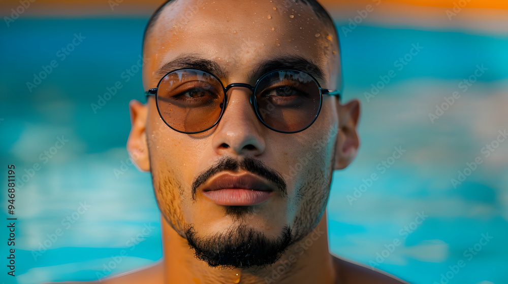 Fototapeta premium Man Participating Triathlon Man With Pea