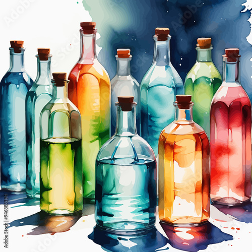 Bottle Ilustration Painting Background Very Cool