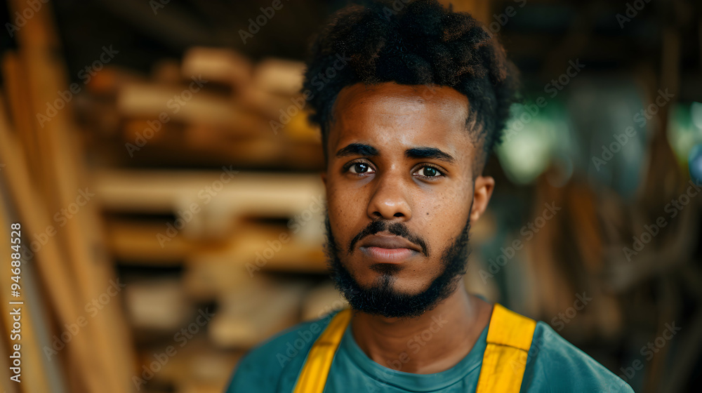 Fototapeta premium Man Practicing His Carpentry Skills Man With