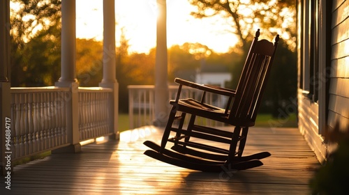 Relaxing Porch Swing at Sunset