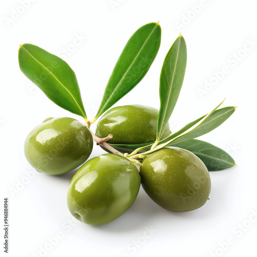 illustration of green olive, isolated on a white background, olive Generative Ai.