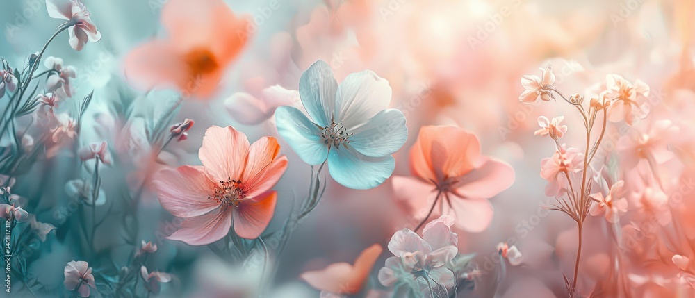 Soft Pastel Flowers in a Dreamy Garden Setting Soft Pastel Flowers in a Dreamy Garden Setting