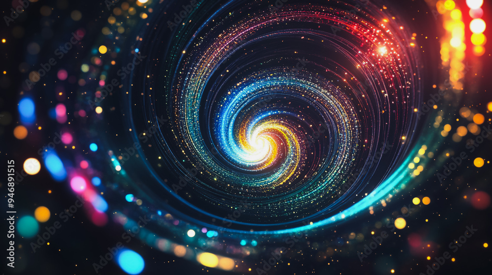 Obraz premium Abstract digital spiral line background electromagnetic wave background Innovation digital background information technology background The background is the background. gradient wave digital wave