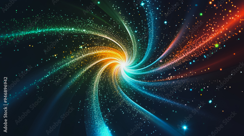 Naklejka premium Abstract digital spiral line background electromagnetic wave background Innovation digital background information technology background The background is the background. gradient wave digital wave