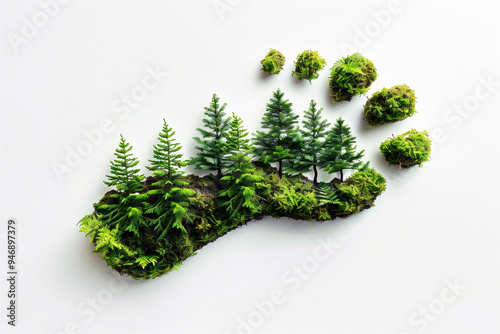 Eco-friendly footprint with lush green trees and moss, symbolizing environmental sustainability and conservation. Perfect for promoting eco-conscious initiatives. Generative AI