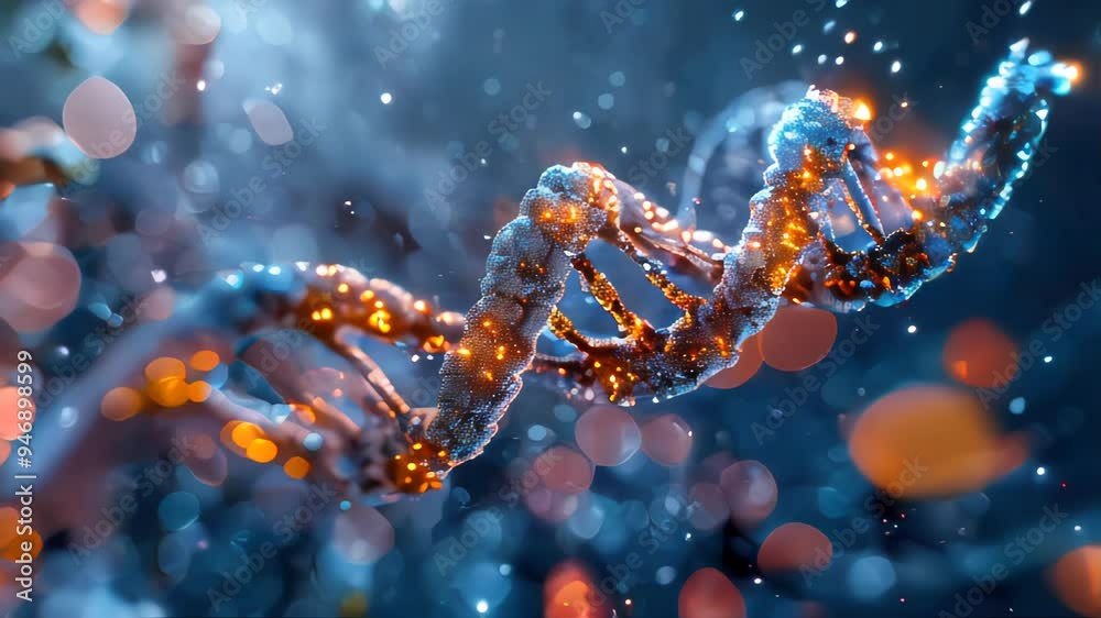 Beautiful colored bright abstract futuristic scientific glowing dna helix
