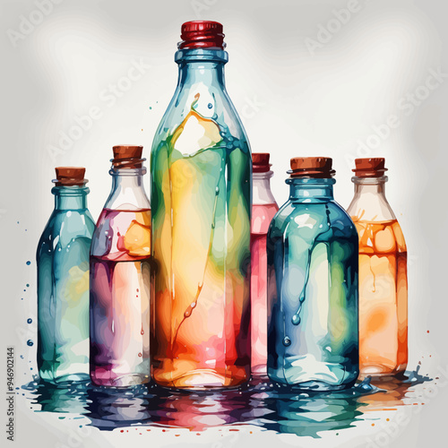 Bottle Ilustration Painting Background Very Cool