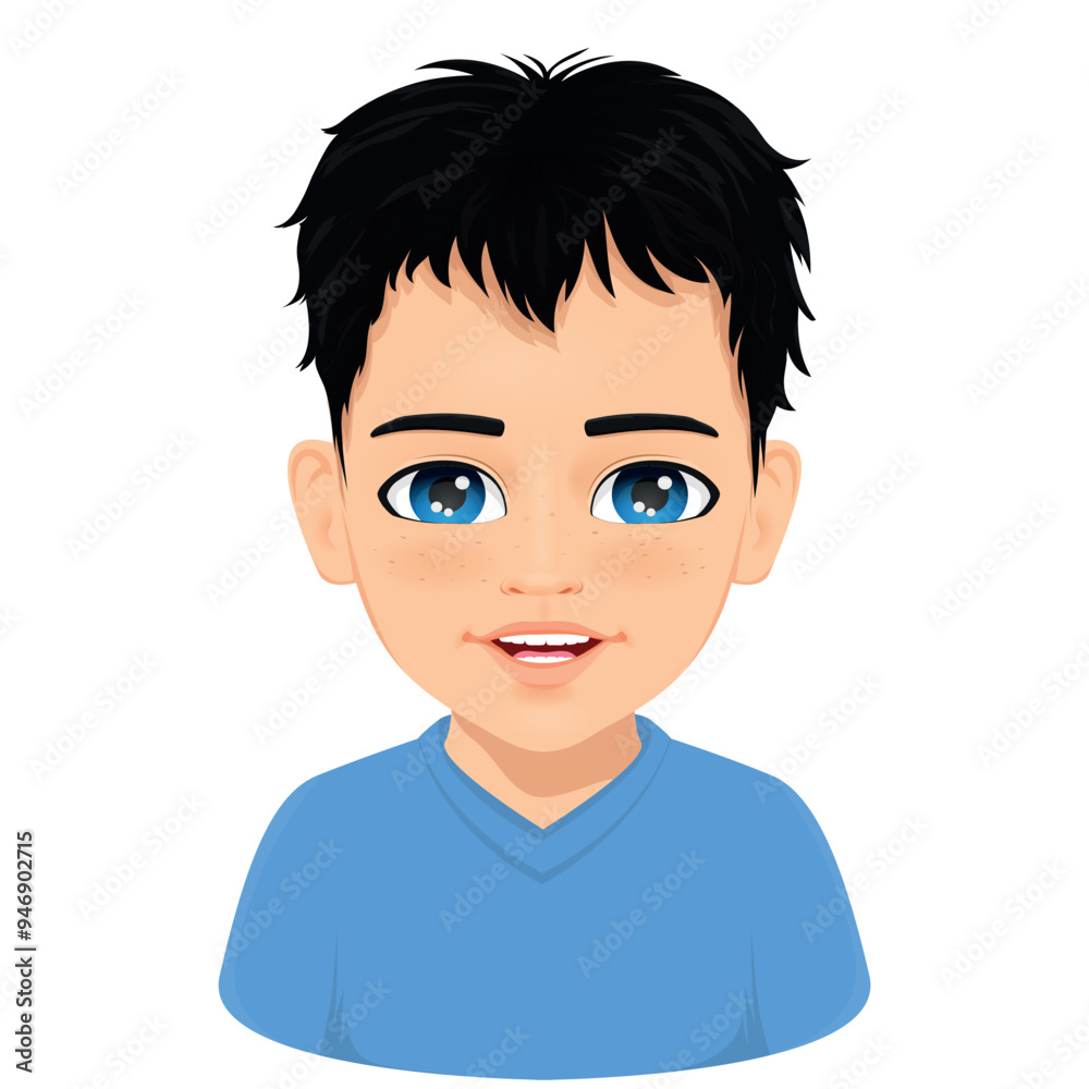 Portrait of smiling boy with black hair Portrait of smiling boy with black hair
