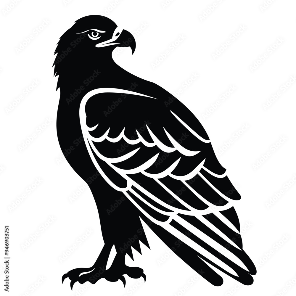 Obraz premium Silhouette of a majestic eagle standing tall with detailed feathers.