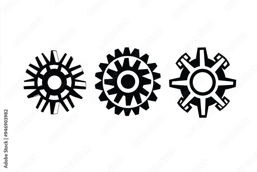 Three Black Cogwheels Isolated on White Background Three Black Cogwheels Isolated on White Background