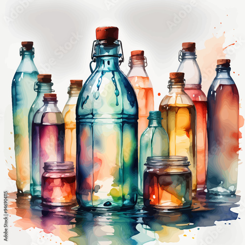 Bottle Ilustration Painting Background Very Cool