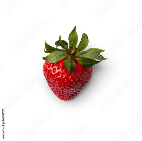 strawberry with shadow isolated on transparent background