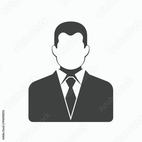 Silhouette of a man in a suit and tie on a white background.