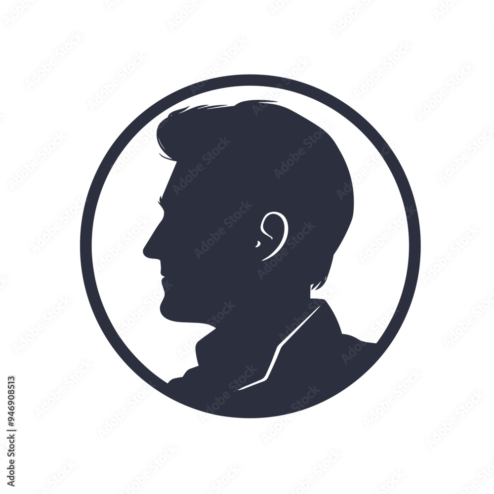 Silhouette of a man inside a circle against a white background. Silhouette of a man inside a circle against a white background.