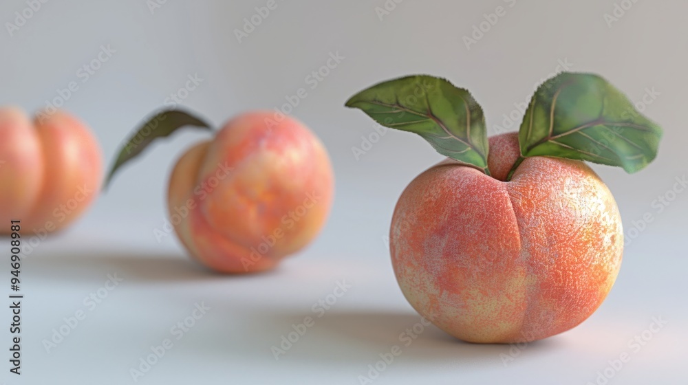Peach in close-up with a white background generative ai Peach in close-up with a white background generative ai