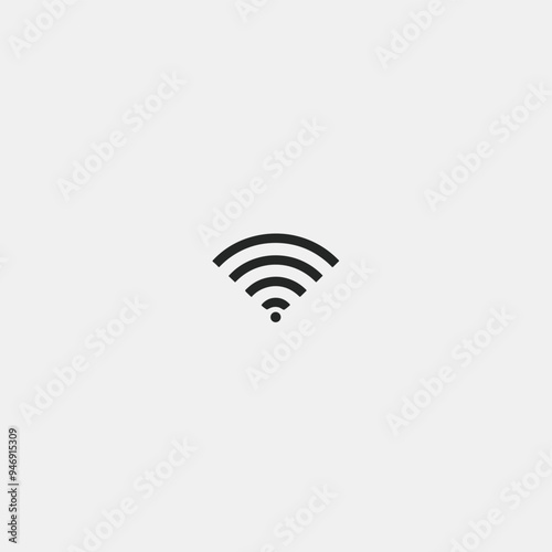 Black Wi-Fi signal icon on a plain light grey background, representing wireless internet connectivity.