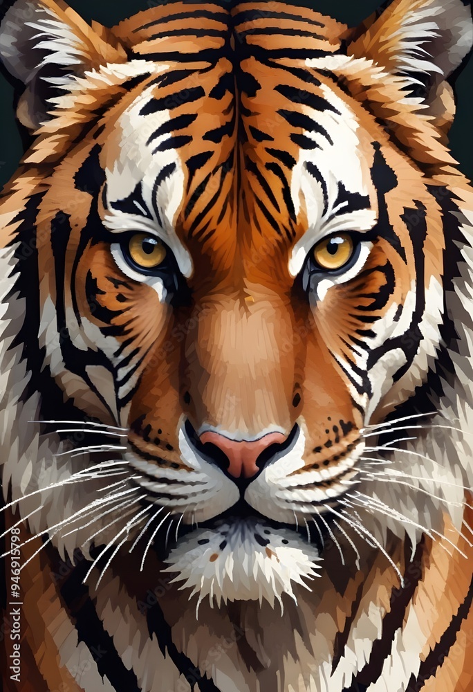 Tiger Portrait Wild Jungle Cat Painting Beautiful Animal Background Graphic Design Tiger Portrait Wild Jungle Cat Painting Beautiful Animal Background Graphic Design