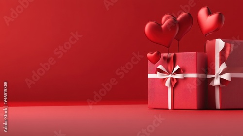 Red Gift Box with Hearts