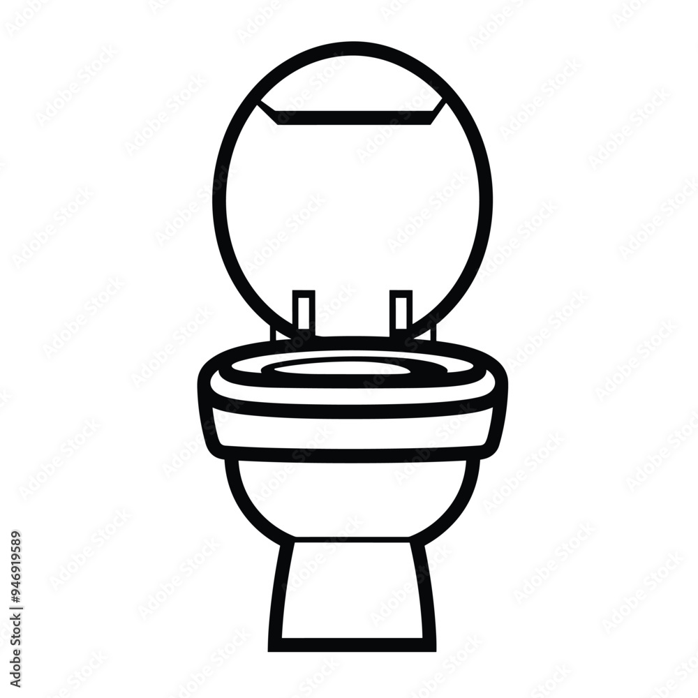 Minimalistic black and white illustration of an open toilet. Minimalistic black and white illustration of an open toilet.