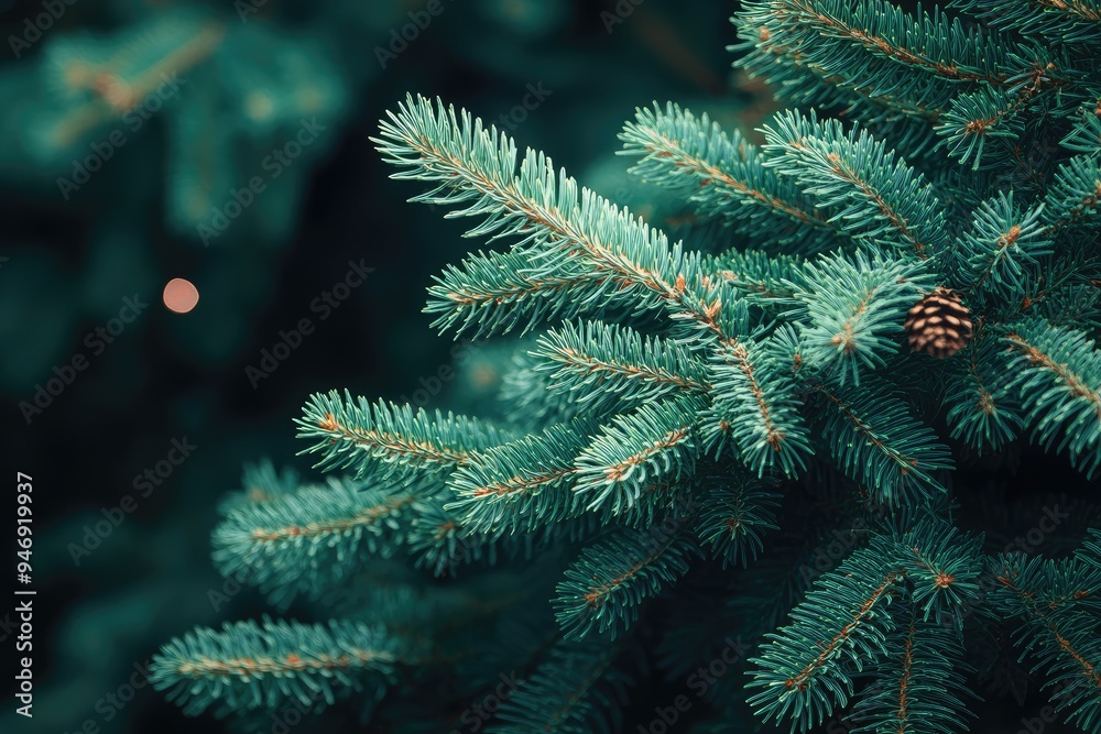 Close-up of lush pine branches. Perfect for nature, winter, or holiday themes. Close-up of lush pine branches. Perfect for nature, winter, or holiday themes.