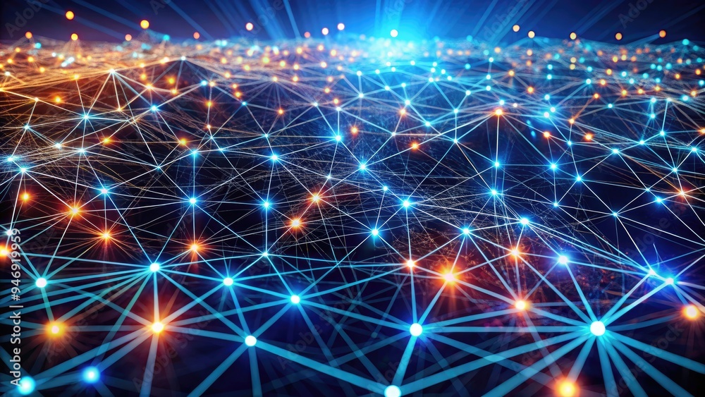 Intricate network of interconnected nodes and lines forms a complex ...