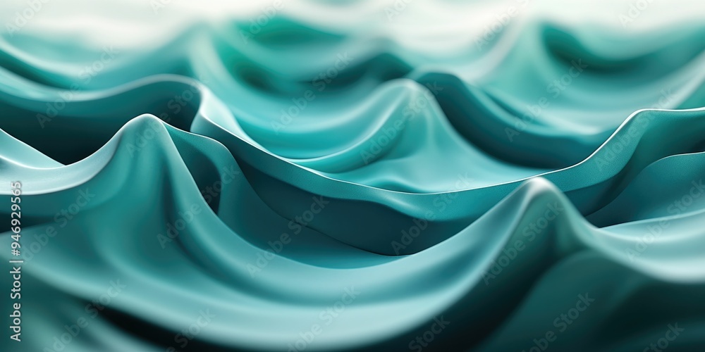 Obraz premium Abstract Teal Waves: A 3D Rendering of Smooth, Flowing Fabric