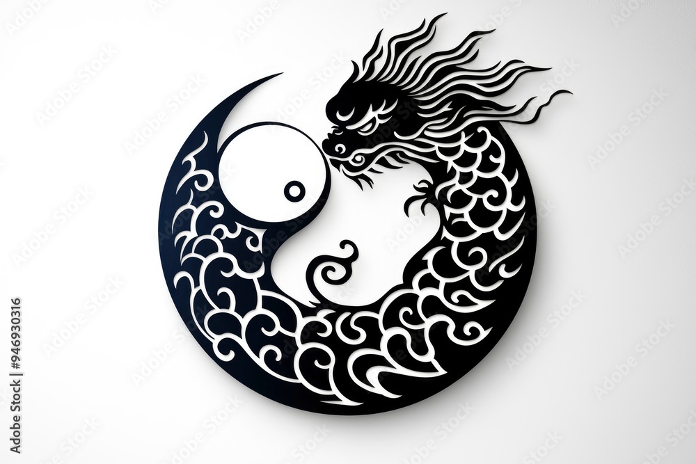 Yin Yang Dragon Tattoo Design Stock Illustration | Adobe Stock