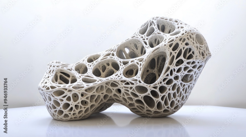 Obraz premium White Organic Abstract Sculpture with Interconnected Cavities