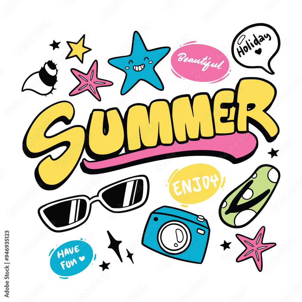 Hand-drawn summer doodle collection with sun, ice cream, flip-flops, and beach vibes. Perfect for fun, warm-weather designs, invitations, and seasonal projects Hand-drawn summer doodle collection with sun, ice cream, flip-flops, and beach vibes. Perfect for fun, warm-weather designs, invitations, and seasonal projects