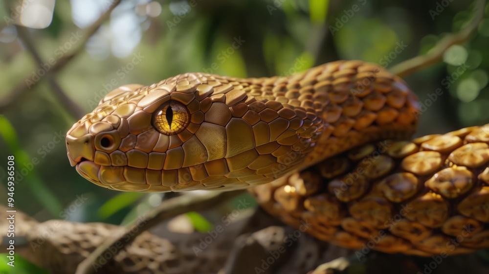 Snake in the foreground with natural landscape. generative ai Snake in the foreground with natural landscape. generative ai