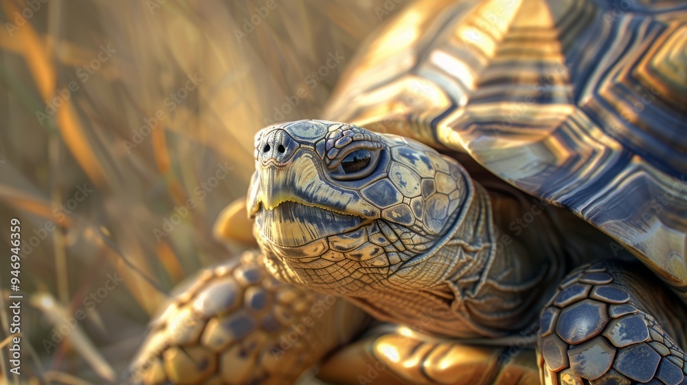 Turtle closeup with natural landscape generative ai Turtle closeup with natural landscape generative ai