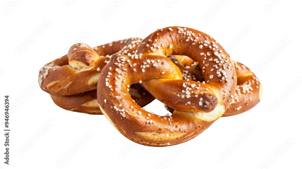 Fresh pretzel with bakery salt isolated on white background Fresh pretzel with bakery salt isolated on white background