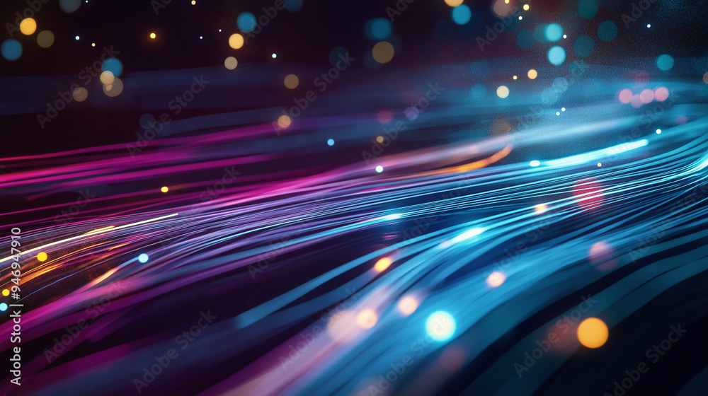 A vibrant, digitally enhanced image of fiber optic cables with multi-colored light waves, showcasing the diversity and speed of data transmission. A vibrant, digitally enhanced image of fiber optic cables with multi-colored light waves, showcasing the diversity and speed of data transmission.