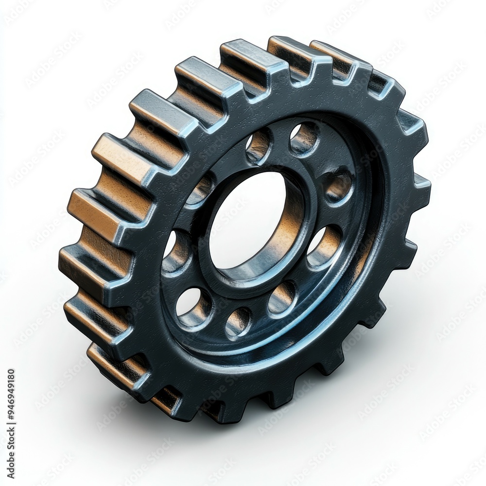 A Close-Up of a Shiny Metal Gear with Teeth and Holes A Close-Up of a Shiny Metal Gear with Teeth and Holes