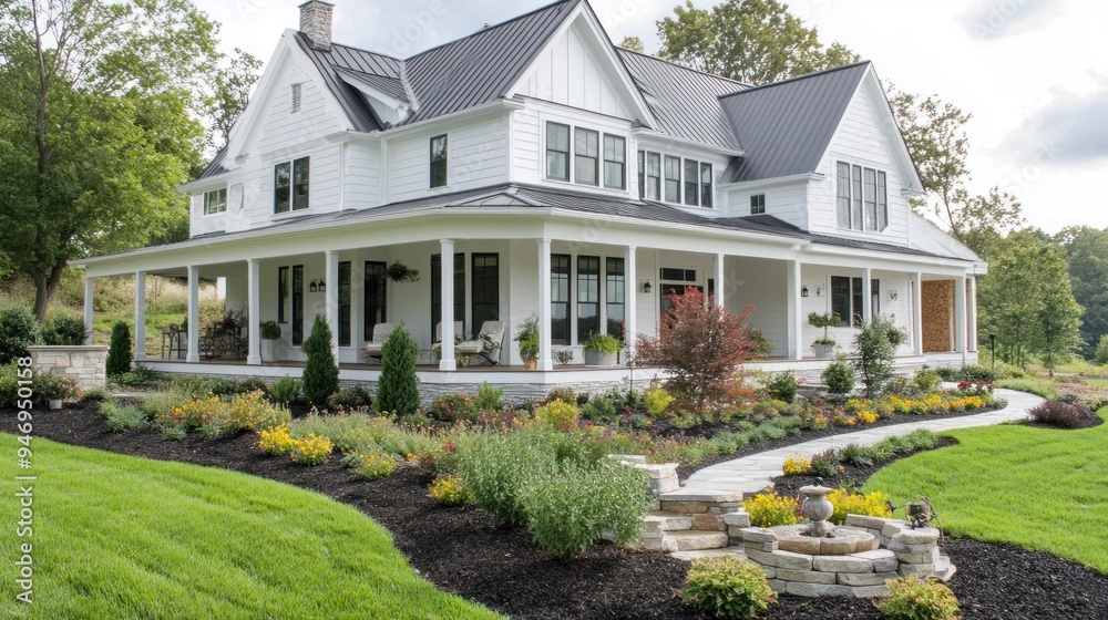 Charming Farmhouse with a Stone Walkway Charming Farmhouse with a Stone Walkway