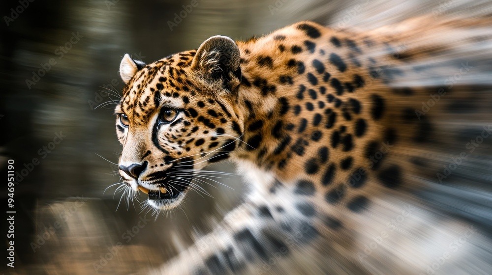 Fototapeta premium A Close-Up of a Leopard's Face with Blurry Background