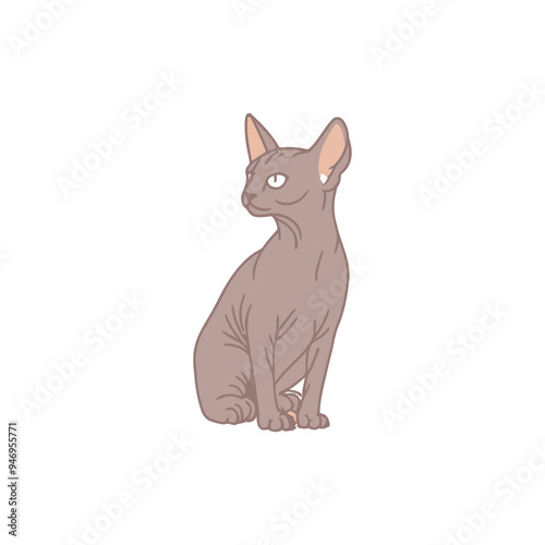 Sphynx Cat Silhouette Vector Set Animals Illustration Template