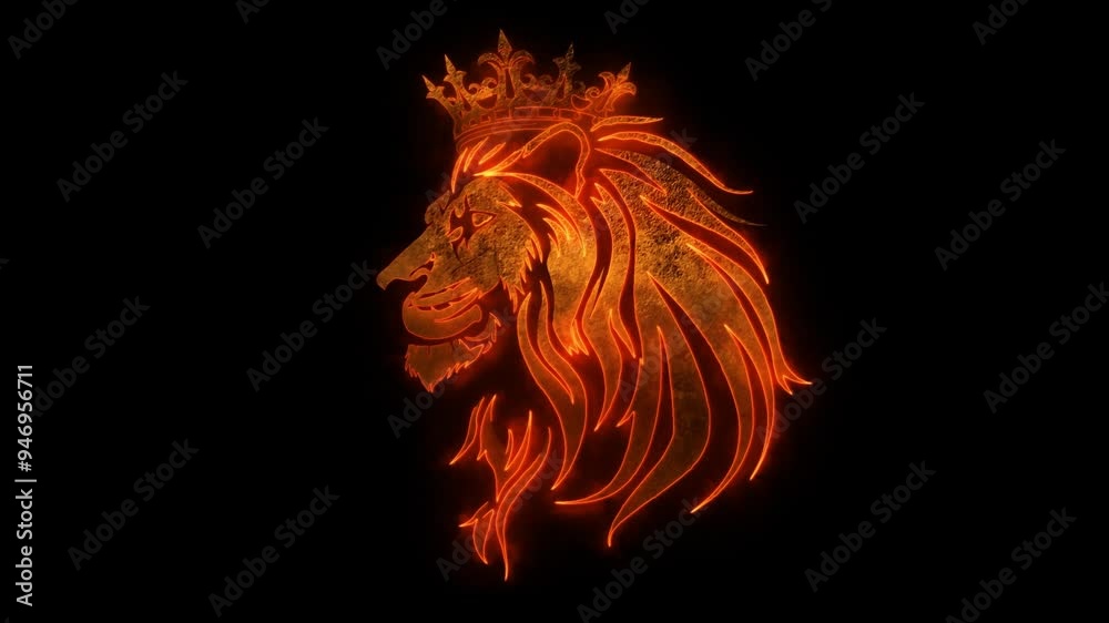 Lion King Animated Neon Logo with Reveal Effect - Overlay Graphic Element Lion King Animated Neon Logo with Reveal Effect - Overlay Graphic Element