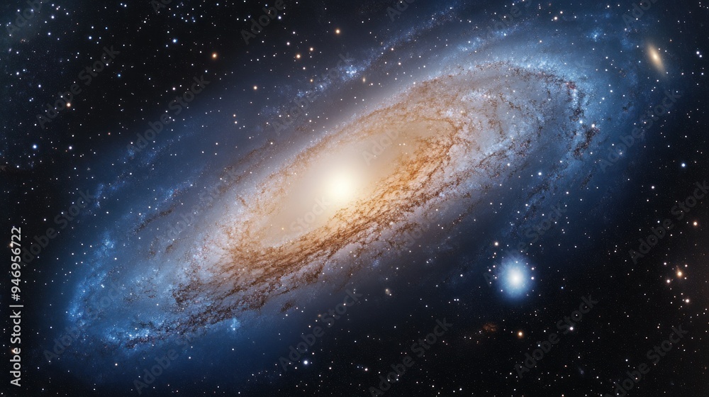 A Spiral Galaxy with a Bright Core in a Starry Sky A Spiral Galaxy with a Bright Core in a Starry Sky