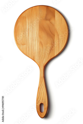 A wooden paddle with a hole in the middle