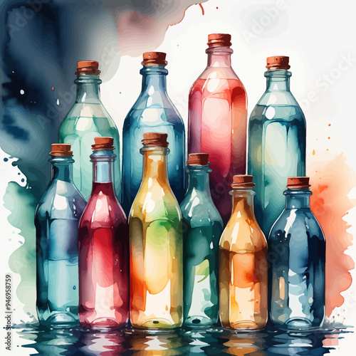 Bottle Ilustration Painting Background Very Cool