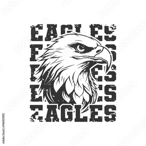 Eagles Illustration Clip Art Design Shape. Mascot Silhouette Icon Vector.