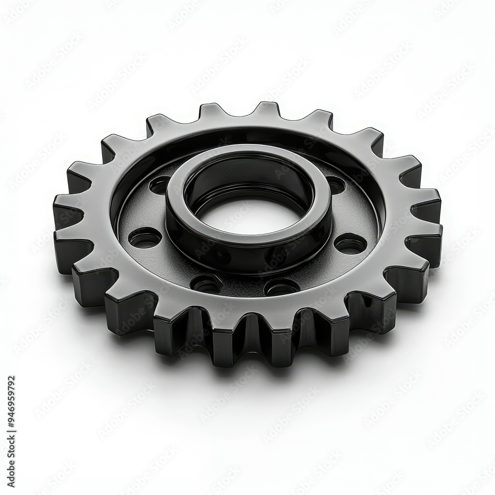 A Single Black Gear on a White Background A Single Black Gear on a White Background
