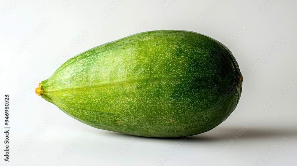 A Single Green Zucchini on a White Background A Single Green Zucchini on a White Background